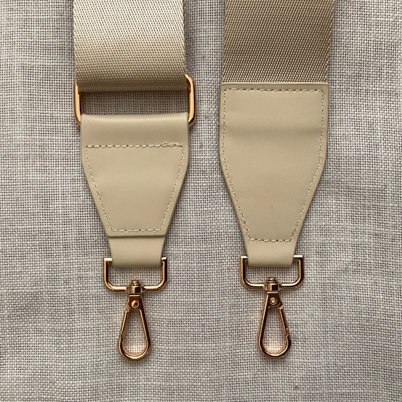 NEW Cream Canvas Faux Leather Wide Replacement Crossbody Adjustable Strap NWOT - Picture 8 of 11